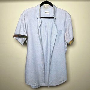 MATIX LIGHT BLUE SHORT SLEEVE BUTTON DOWN SHIRT WITH CAMO SLEEVES